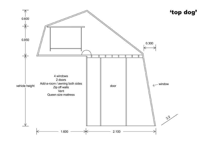 Top Dog Rooftop tent by 3 Dog Campers